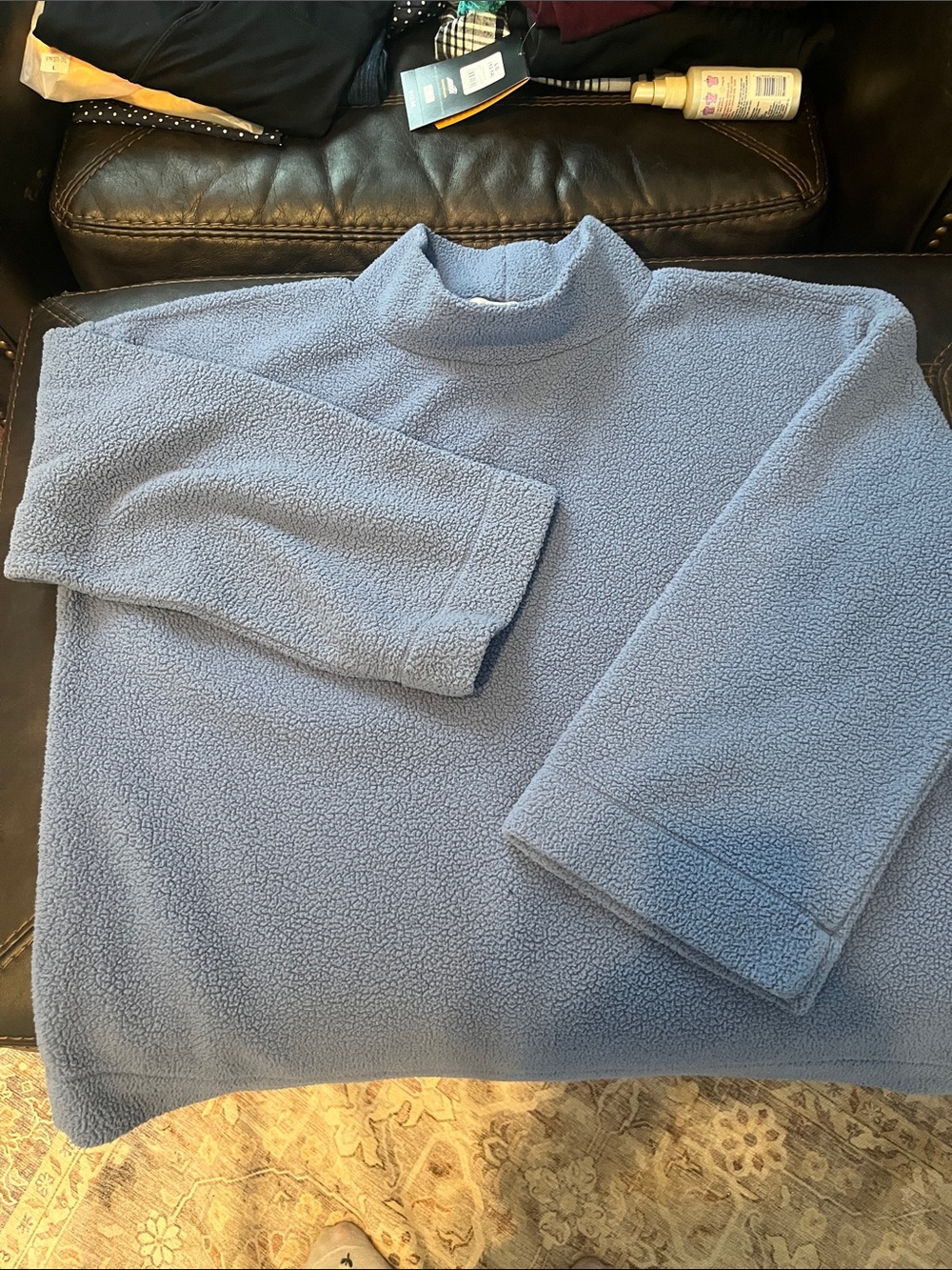 LOFT Women's Sky Blue Mock Turtleneck Fleece Sweater